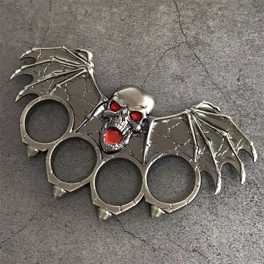 Bat Shape Zinc Alloy Creative Knuckle Dusters Four-hole Weighted Outdoor Tool