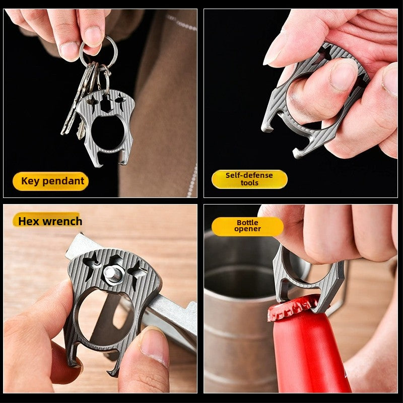 Mini Multifunctional Titanium Knuckle Dustesr Bottle Opening