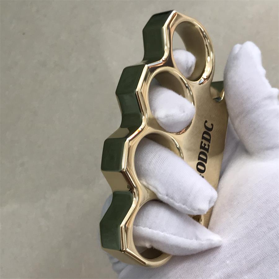 Black Wax GODEC Classic Mirror Polished Brass Knuckle Dusters Large Hole Outdoor Tool