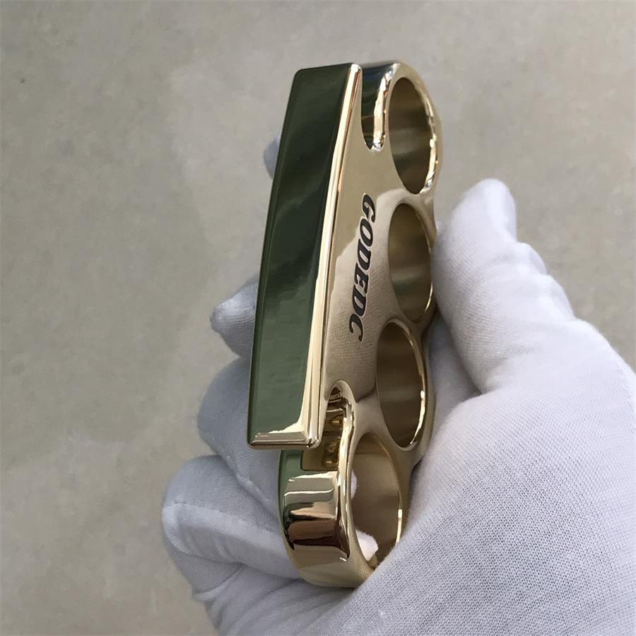 Black Wax GODEC Classic Mirror Polished Brass Knuckle Dusters Large Hole Outdoor Tool