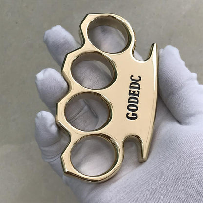 Black Wax GODEC Classic Mirror Polished Brass Knuckle Dusters Large Hole Outdoor Tool
