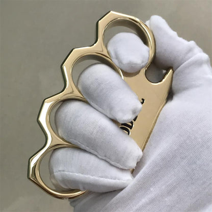 Black Wax GODEC Classic Mirror Polished Brass Knuckle Dusters Large Hole Outdoor Tool