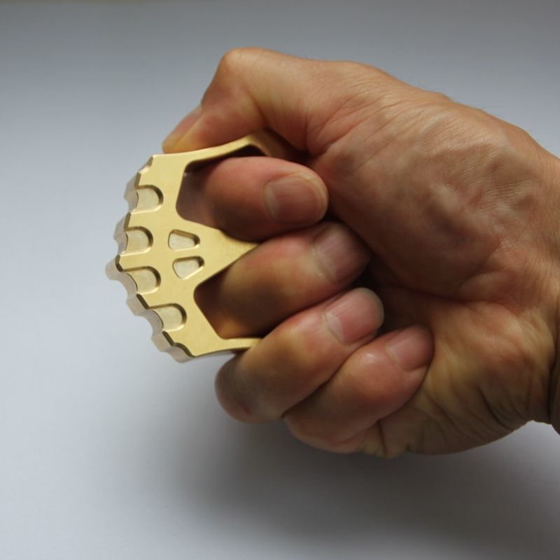 Creative Two Hole Brass Knuckle Dusters Mini Backpack Outdoor Keychain