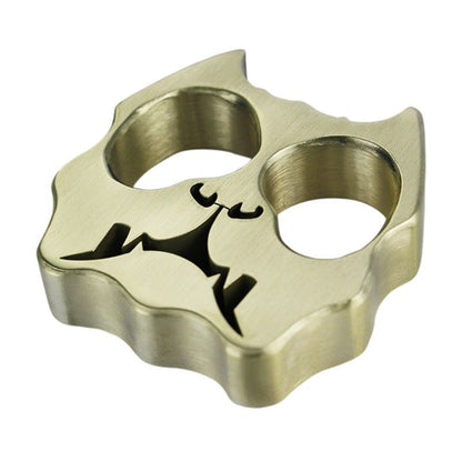 Thickened Dog Head Brass Knuckle Dusters Two-hole Outdoor Tool