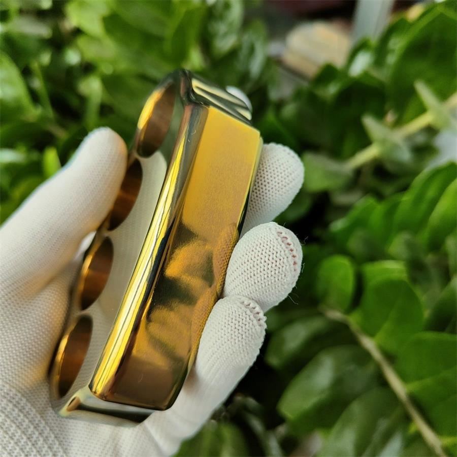 Thickened Classic Knuckle Dusters Anodized Gold-plated Polished Outdoor Large Hole Tool