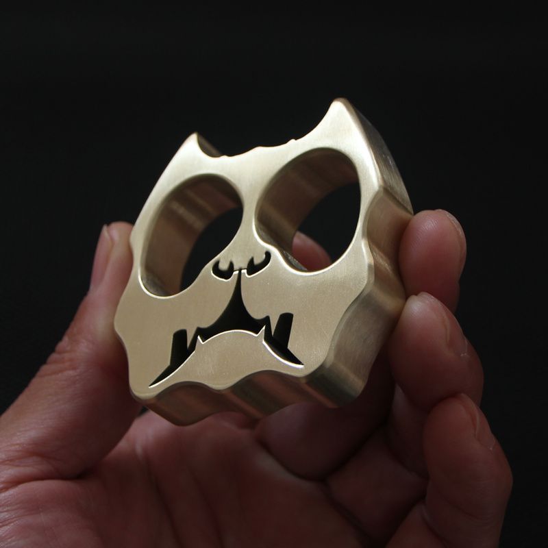 Thickened Dog Head Brass Knuckle Dusters Two-hole Outdoor Tool