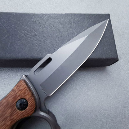 Wooden Handle Folding Outdoor Pocket Four Holes EDC Knife