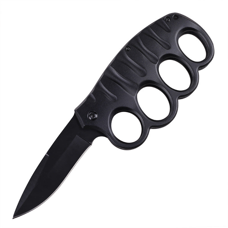 Multifunctional Four-hole Outdoor Black-plated Titanium Carbon Fiber Knife