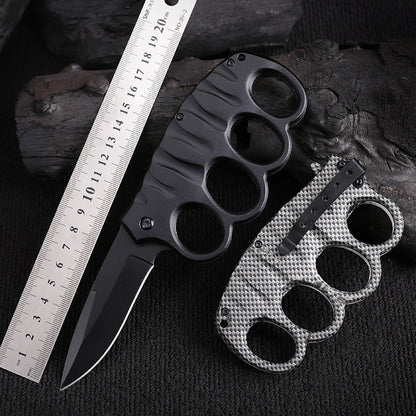 Multifunctional Four-hole Outdoor Black-plated Titanium Carbon Fiber Knife