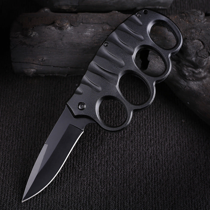 Multifunctional Four-hole Outdoor Black-plated Titanium Carbon Fiber Knife