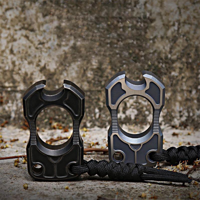 Single Finger TC4 Titanium Black Mini Knuckle Dusters