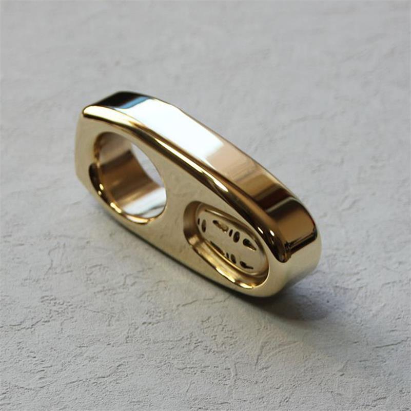 Mini Exquisite Brass Knuckle Dusters One Hole EDC Backpack Outdoor Tool