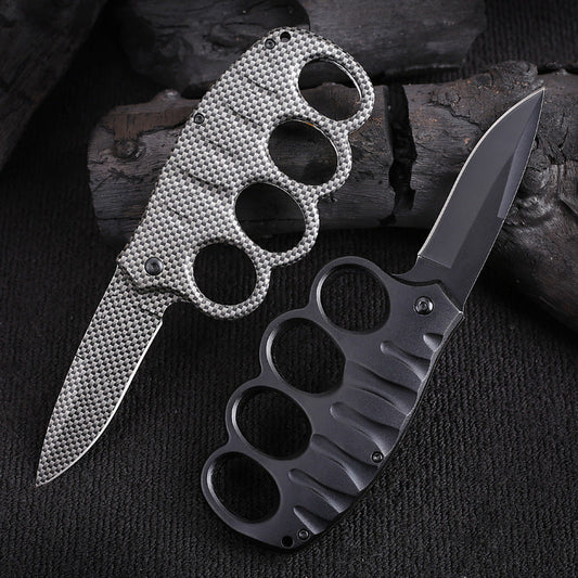 Multifunctional Four-hole Outdoor Black-plated Titanium Carbon Fiber Knife