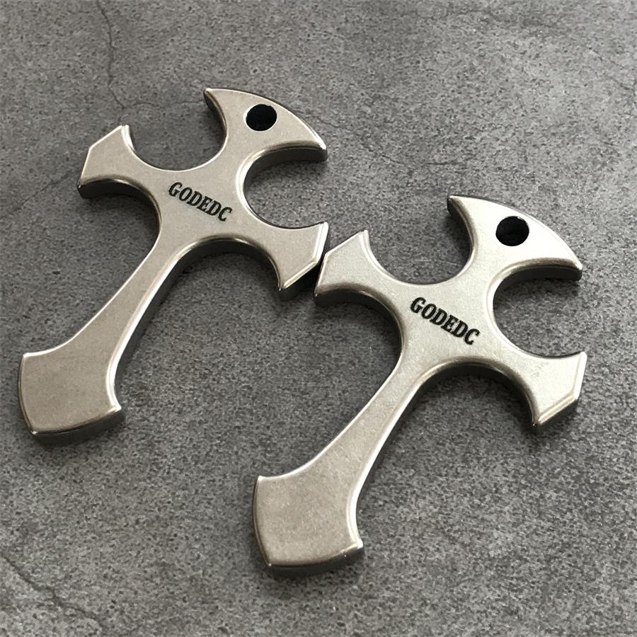 GODEDC Titanium Knuckle Dusters Cross Necklace Keychain Pendant