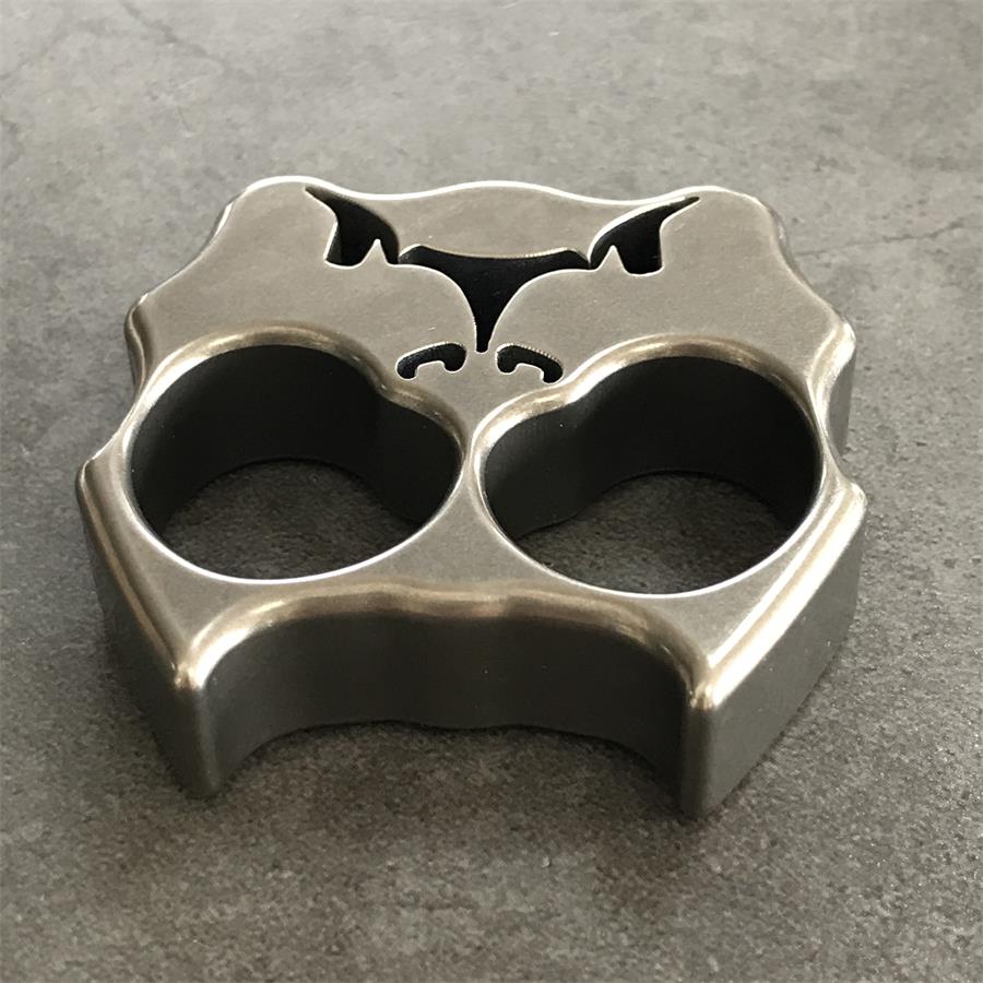 GODEDC Titanium TC21 Dog Head Knuckle Dusters Two Hole Outdoor Tool