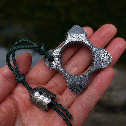 Damascus One Hole Knuckle Dusters with Damask Bottle Opener