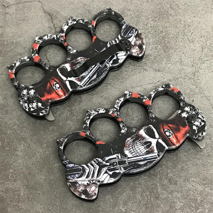Outdoor Folding Four Hole Carbon Steel Handle Knuckle Dusters Knife