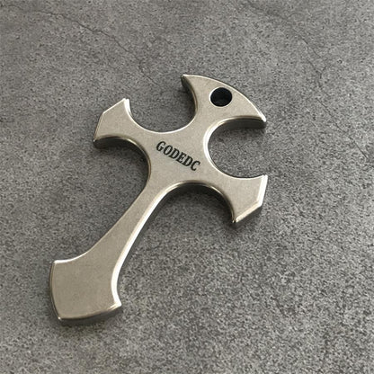 GODEDC Titanium Knuckle Dusters Cross Necklace Keychain Pendant