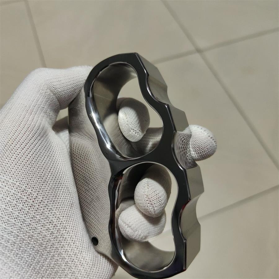 Outdoor Irregular Double Hole Design Titanium Alloy Mirror Polishing Knuckle Dusters