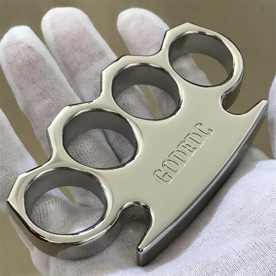 GODEDC Classic Mirror Steel Knuckle Dusters Outdoor Tool with Chamfering Design