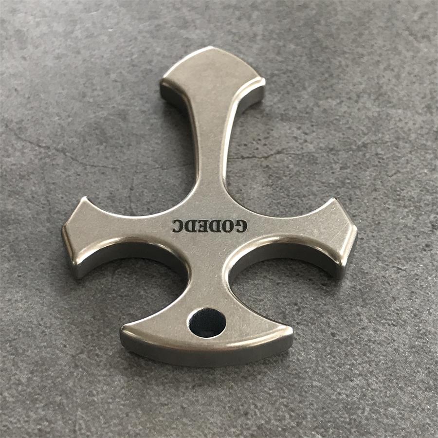 GODEDC Titanium Knuckle Dusters Cross Necklace Keychain Pendant