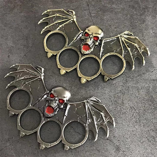 Bat Shape Zinc Alloy Creative Knuckle Dusters Four-hole Weighted Outdoor Tool