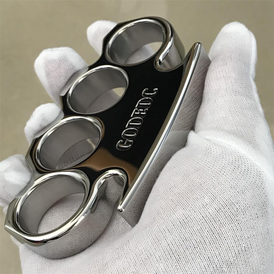 GODEDC Classic Mirror Steel Knuckle Dusters Outdoor Tool with Chamfering Design