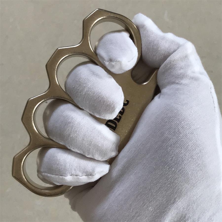 GODEDC Stonewashed Classic Brass Knuckle Dusters Outdoor Tool