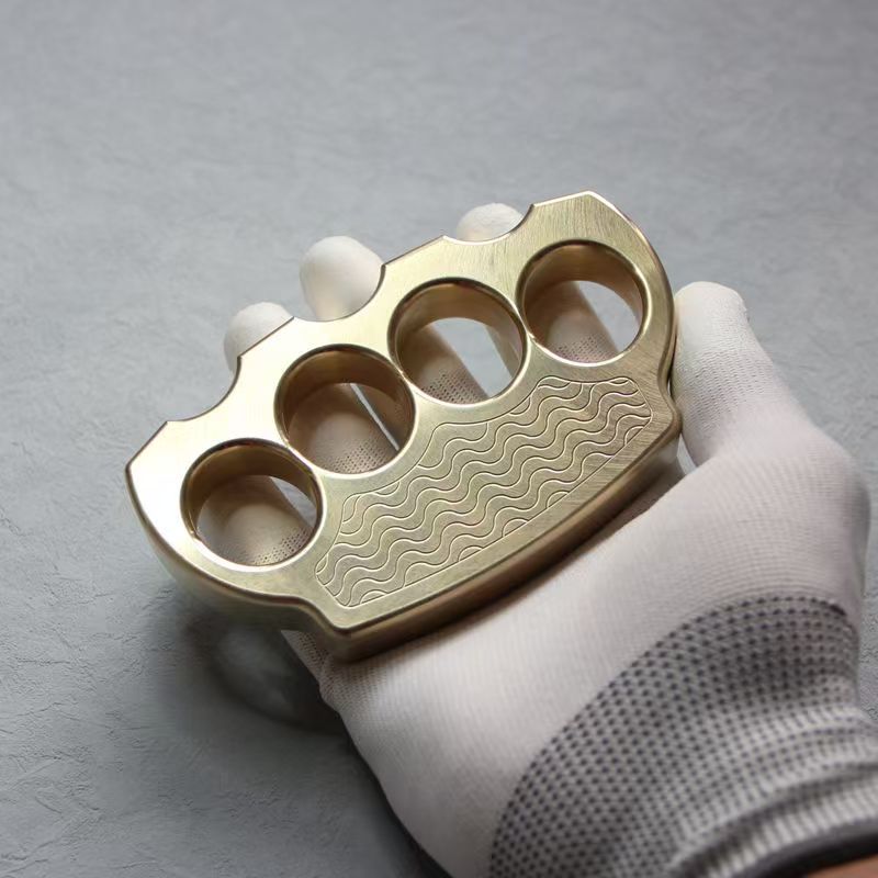 Wave Pattern Design Brass Knuckle Dusters Thick Outdoor Tool