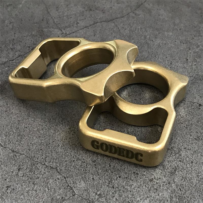 GOODEDC Stonewashed Brass Knuckle Dusters Bottle Opening EDC Keychain Tool