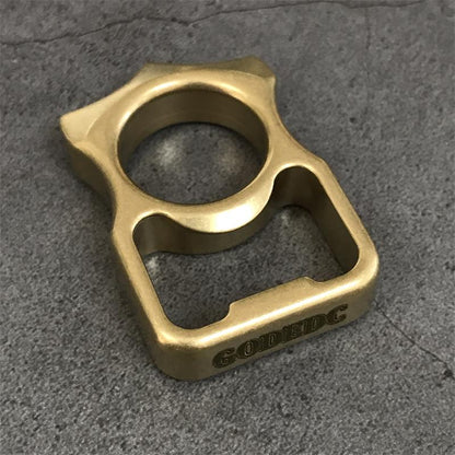 GOODEDC Stonewashed Brass Knuckle Dusters Bottle Opening EDC Keychain Tool