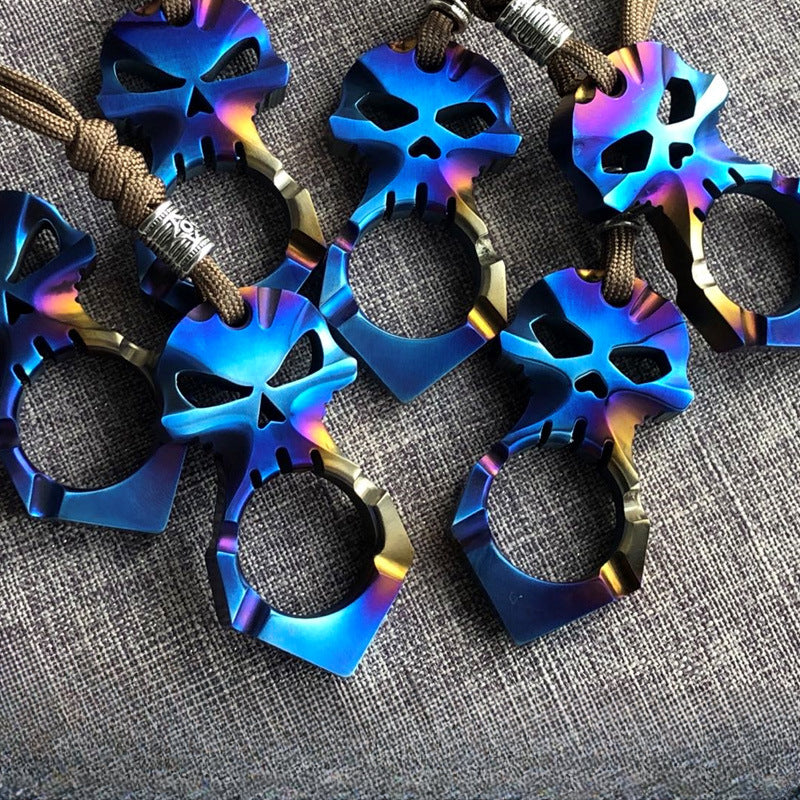 Mini Titanium Skull Knuckle Dusters Portable EDC Outdoor Keychain