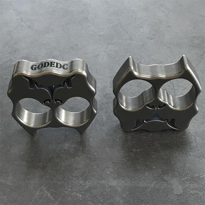 GODEDC Titanium TC21 Dog Head Knuckle Dusters Two Hole Outdoor Tool