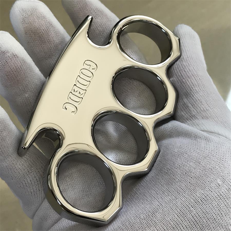 GODEDC Classic Mirror Steel Knuckle Dusters Outdoor Tool with Chamfering Design