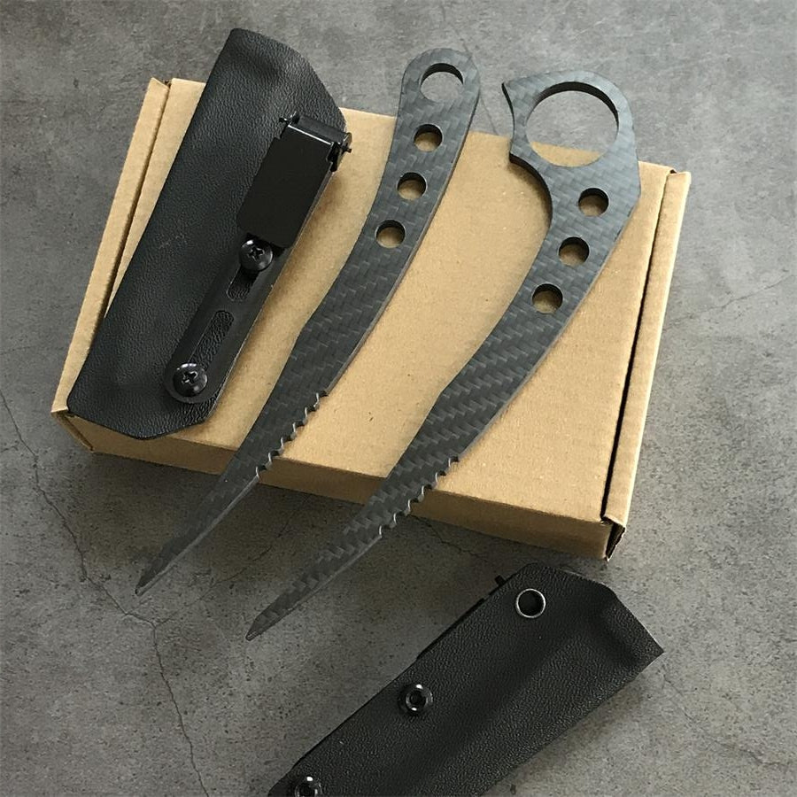 Carbon Fiber Outdoor EDC Tool with Large Hole and Small Hole Knife