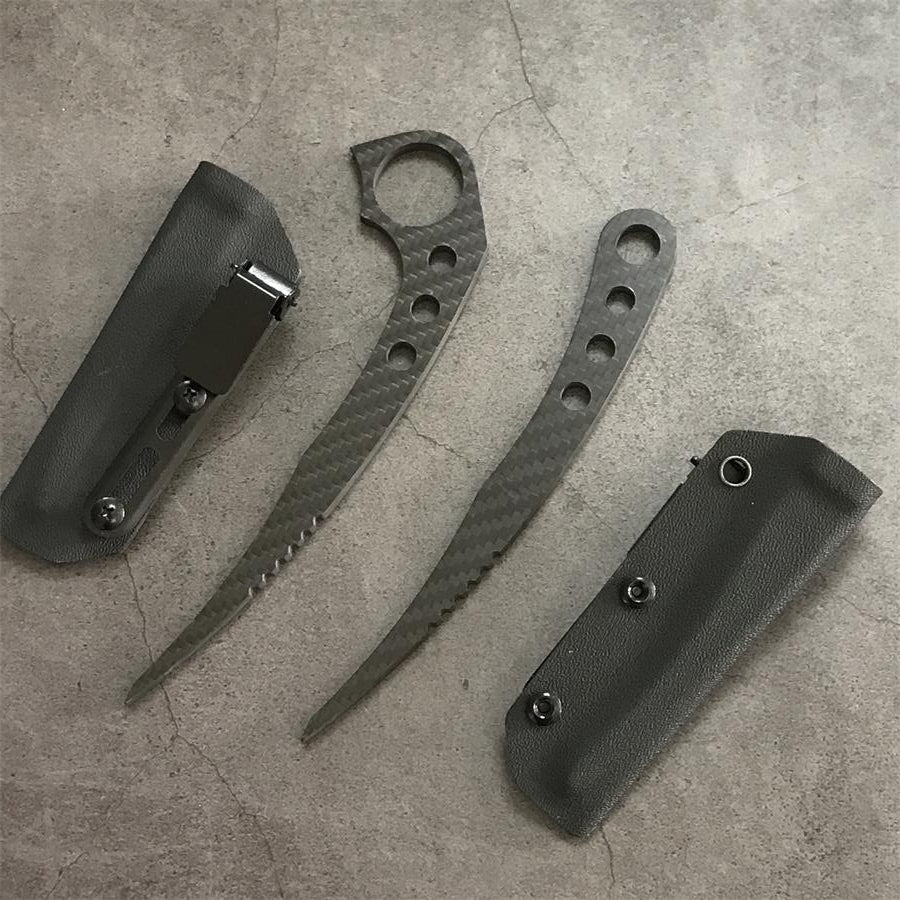 Carbon Fiber Outdoor EDC Tool with Large Hole and Small Hole Knife