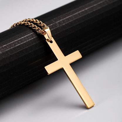 Cross-shaped Smooth Titanium Steel Pendant Necklace Knuckle Dusters