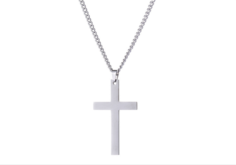 Cross-shaped Smooth Titanium Steel Pendant Necklace Knuckle Dusters