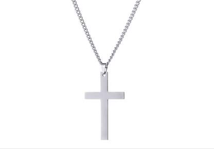 Cross-shaped Smooth Titanium Steel Pendant Necklace Knuckle Dusters