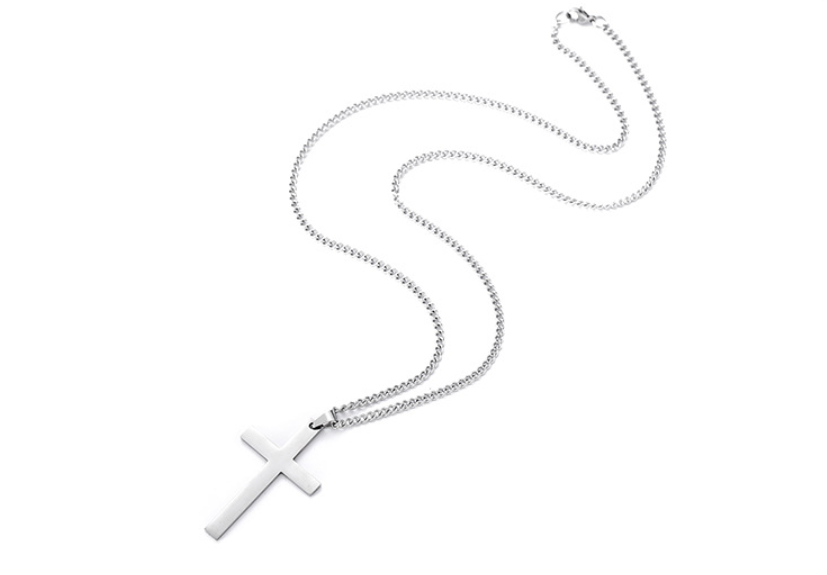 Cross-shaped Smooth Titanium Steel Pendant Necklace Knuckle Dusters