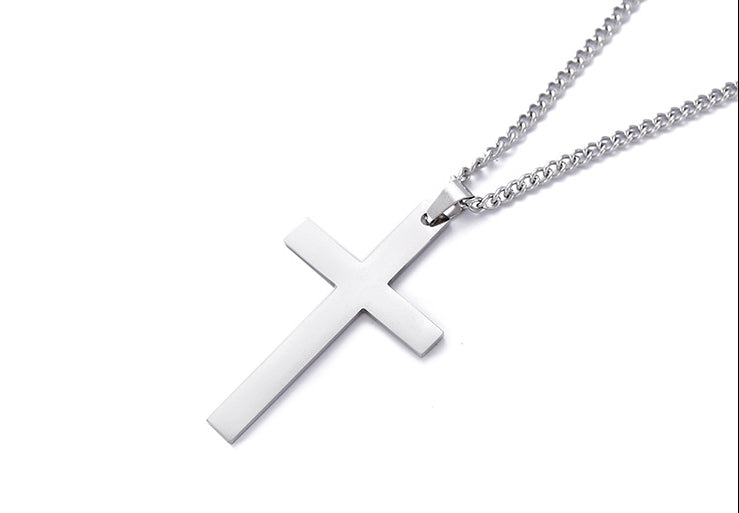 Cross-shaped Smooth Titanium Steel Pendant Necklace Knuckle Dusters