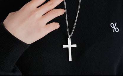 Cross-shaped Smooth Titanium Steel Pendant Necklace Knuckle Dusters