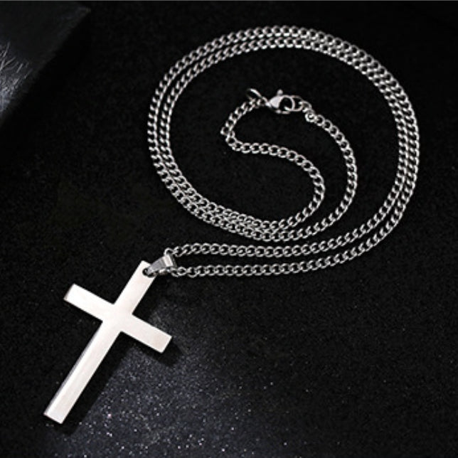 Cross-shaped Smooth Titanium Steel Pendant Necklace Knuckle Dusters