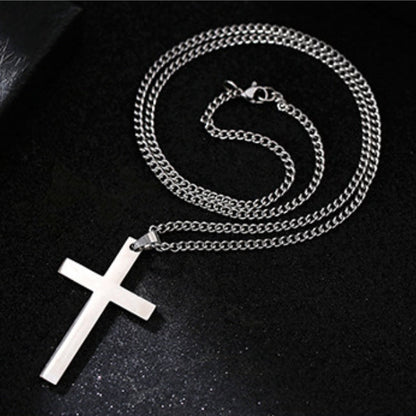 Cross-shaped Smooth Titanium Steel Pendant Necklace Knuckle Dusters