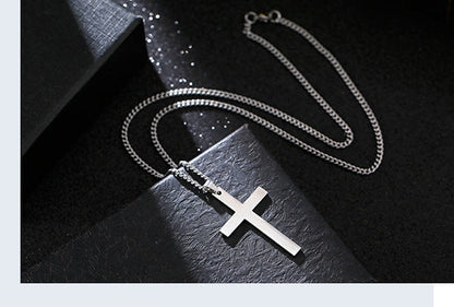Cross-shaped Smooth Titanium Steel Pendant Necklace Knuckle Dusters