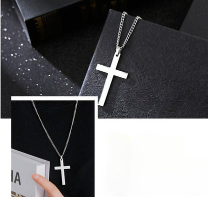 Cross-shaped Smooth Titanium Steel Pendant Necklace Knuckle Dusters