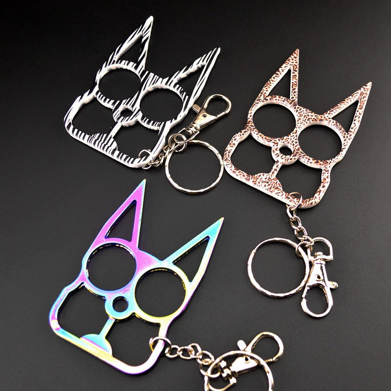Two-Finger Zinc Alloy Cat Ear Outdoor Portable Tool Knuckle Dusters