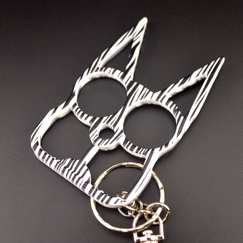 Two-Finger Zinc Alloy Cat Ear Outdoor Portable Tool Knuckle Dusters