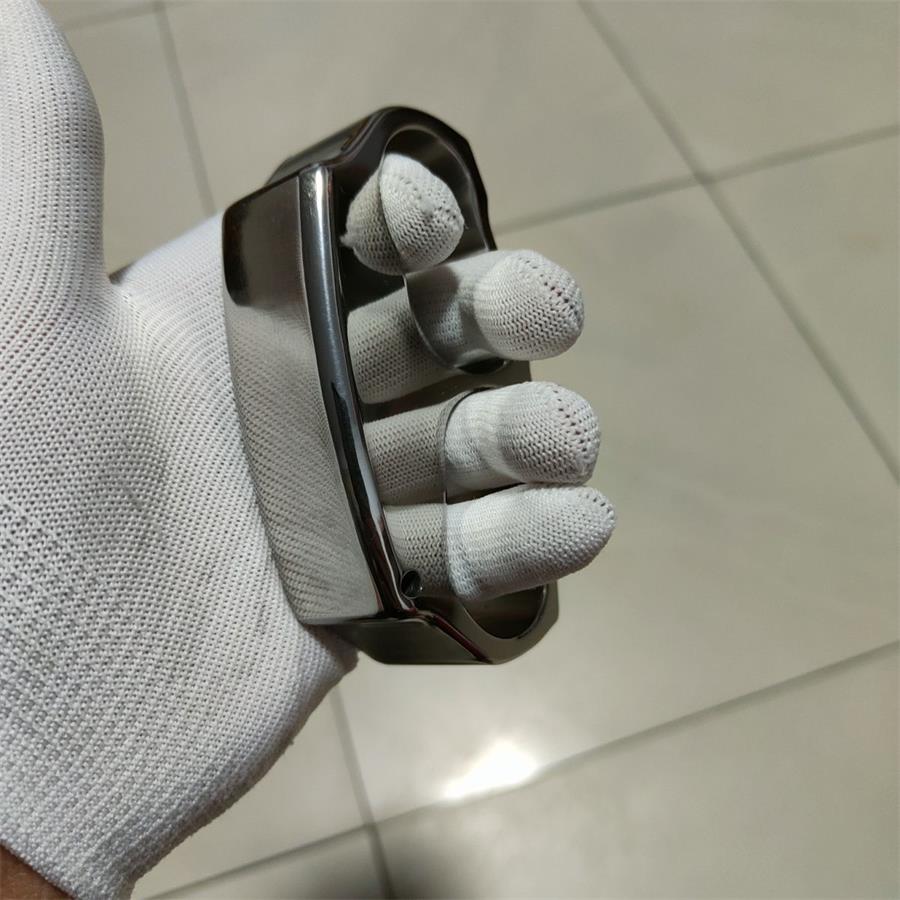 Outdoor Irregular Double Hole Design Titanium Alloy Mirror Polishing Knuckle Dusters