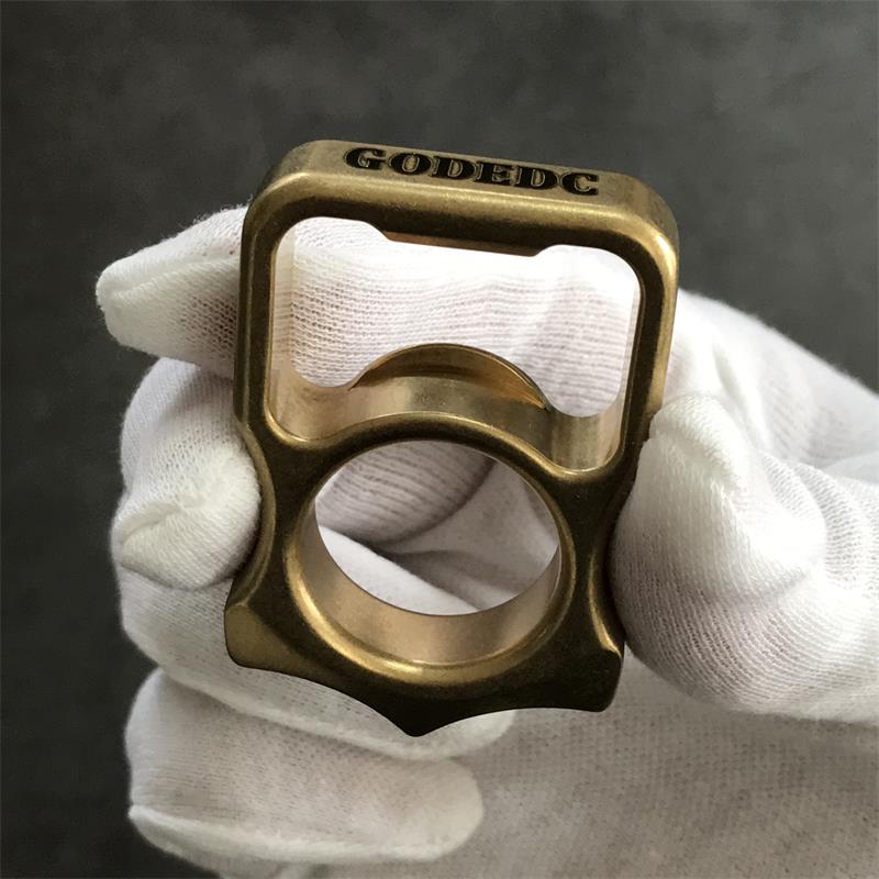 GOODEDC Stonewashed Brass Knuckle Dusters Bottle Opening EDC Keychain Tool
